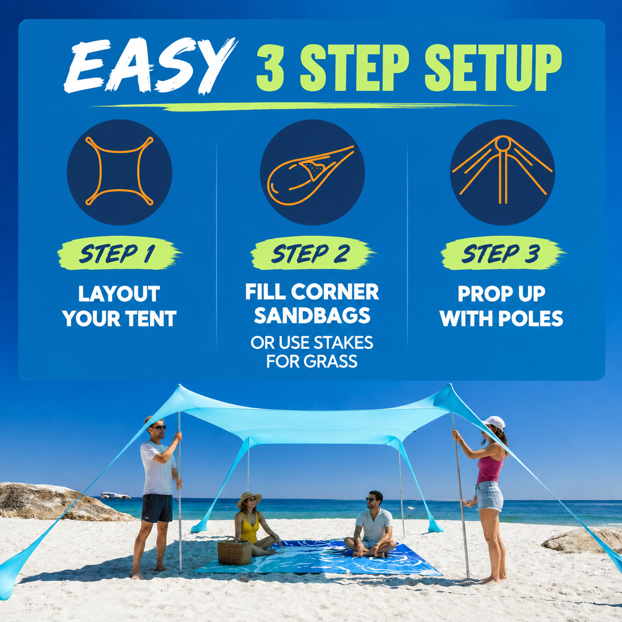 Easy Pop Up Beach Canopy  Outdoor Shade