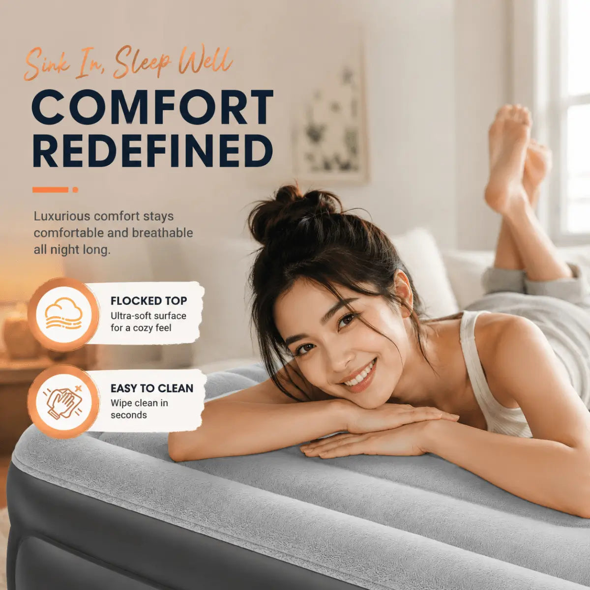 Air Mattress with Built in Pump, Upgraded Support Structure Portable Air Bed for Camping, Guests and Home - Bestyle Camping Store
