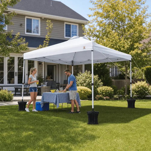 Bestyle 10x10 Pop Up Canopy, One Push Tent Canopy, 8 Stakes, 4 Ropes (White) - Bestyle Camping Store