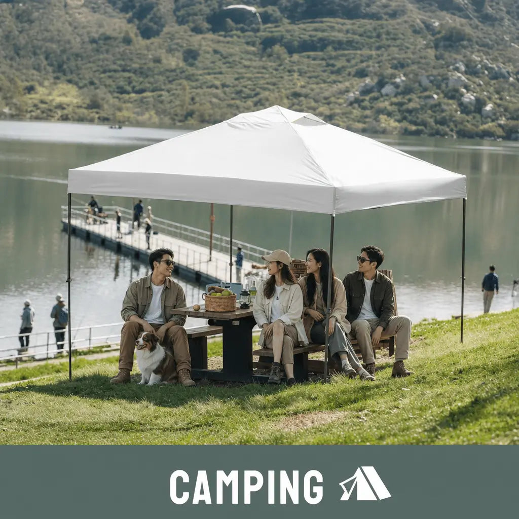 Bestyle 10x10 Pop Up Canopy, One Push Tent Canopy, 8 Stakes, 4 Ropes (White) - Bestyle Camping Store