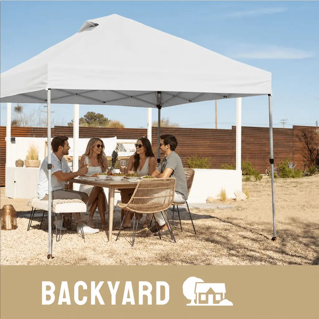 Bestyle 10x10 Pop Up Canopy, One Push Tent Canopy, 8 Stakes, 4 Ropes (White) - Bestyle Camping Store