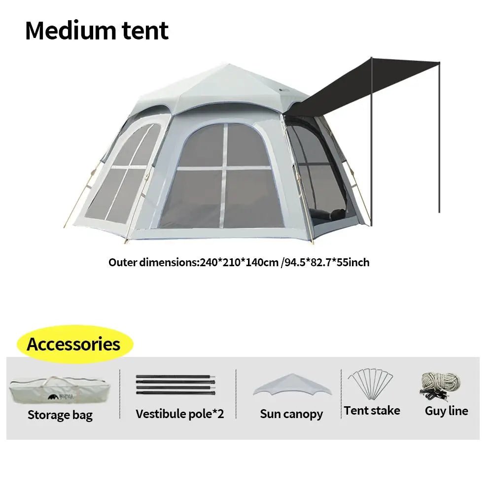 Bestyle Auto - Setup Hexagonal Camping Tent Silver - Bestyle Camping Store