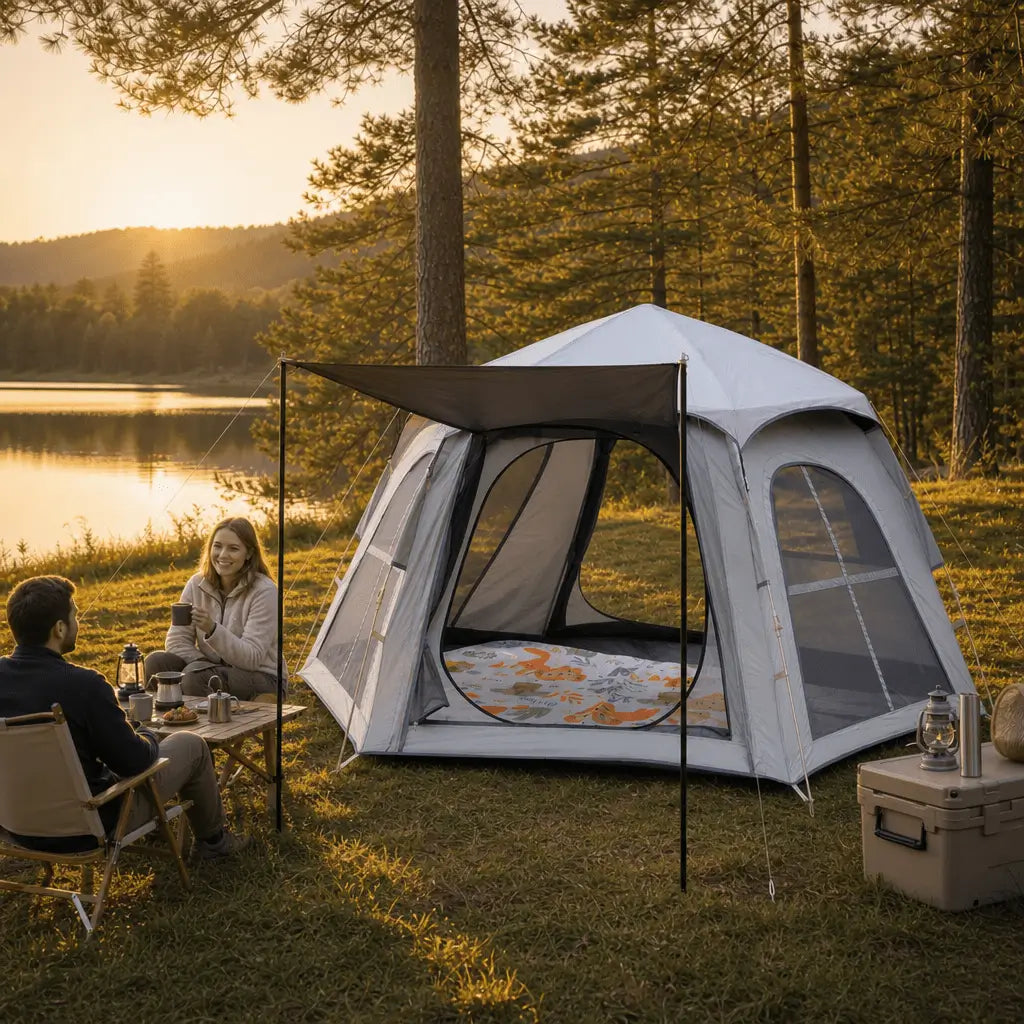 Bestyle Auto - Setup Hexagonal Camping Tent Silver - Bestyle Camping Store