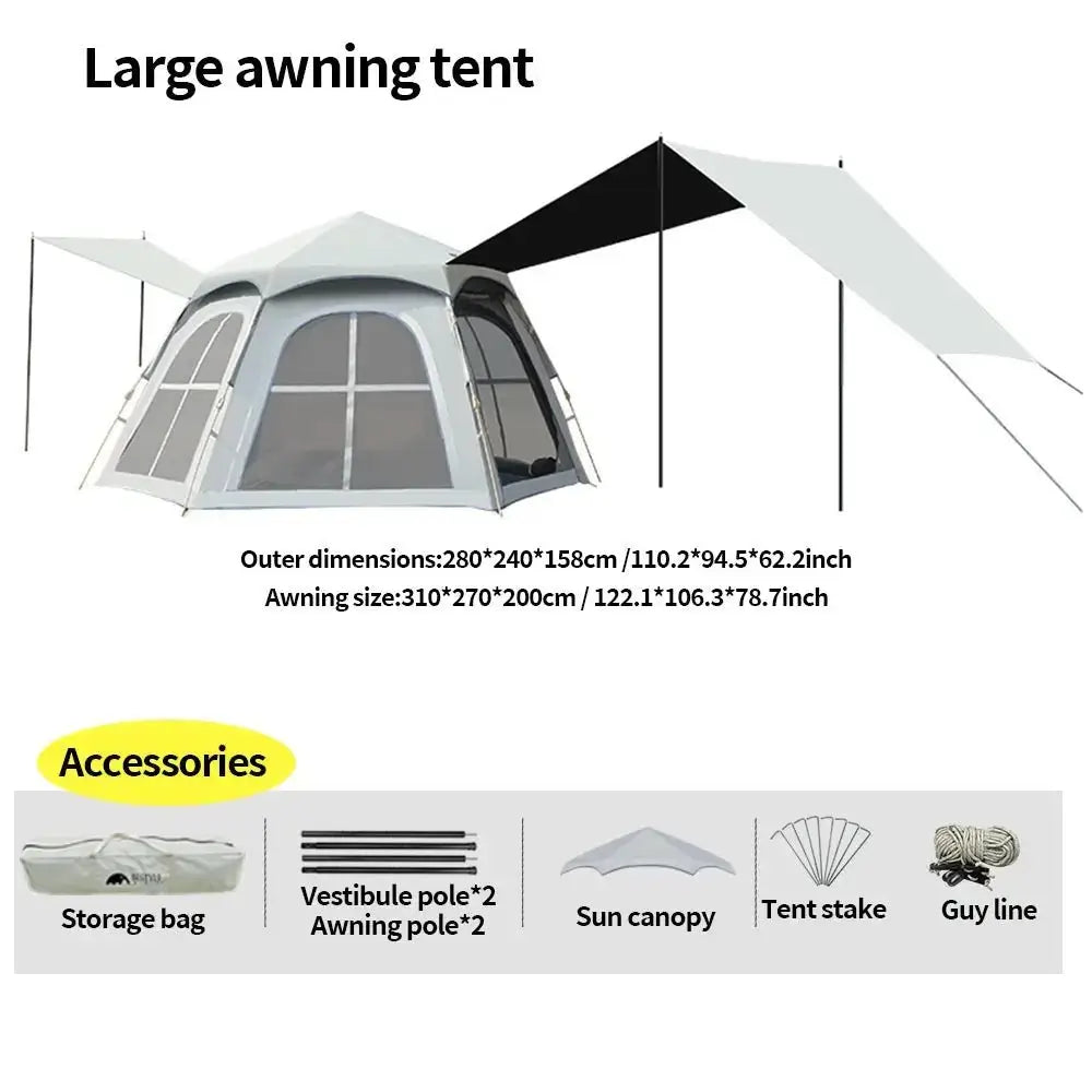 Bestyle Auto - Setup Hexagonal Camping Tent Silver - Bestyle Camping Store