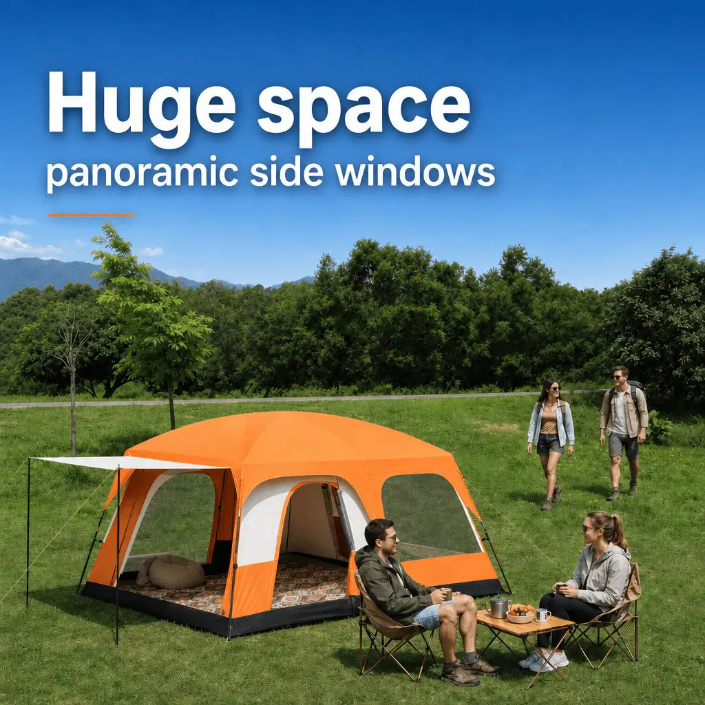 Bestyle Family Cabin Tents,2 Rooms,3 Doors and 3 Windows with Mesh,for Outdoor,Picnic,Camping,Family Gathering - Bestyle Camping Store
