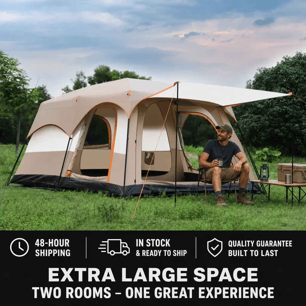 Bestyle Family Cabin Tents,2 Rooms,3 Doors and 3 Windows with Mesh,for Outdoor,Picnic,Camping,Family Gathering - Bestyle Camping Store