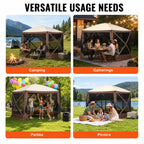 Bestyle Pop Up Gazebo Screen Tent 6 Sided Canopy Sun Shelter with 6 Removable Privacy Wind Cloths & Mesh Windows - Bestyle Camping Store