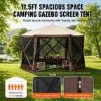 Bestyle Pop Up Gazebo Screen Tent 6 Sided Canopy Sun Shelter with 6 Removable Privacy Wind Cloths & Mesh Windows - Bestyle Camping Store
