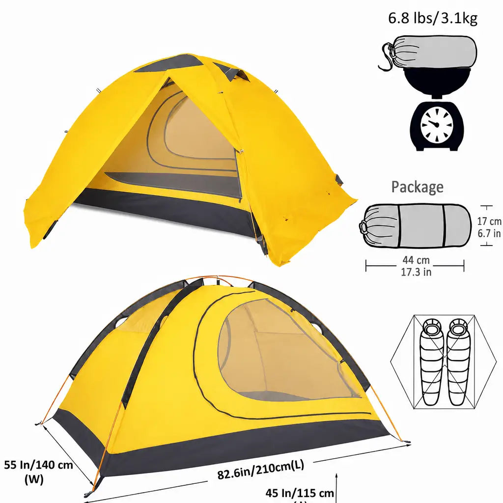 Bestyle Ultralight 2 Person Backpacking Tent,4 Season Waterproof Camping Tent Double Layer Cold Weather Easy Set Up Tents - Bestyle Camping Store