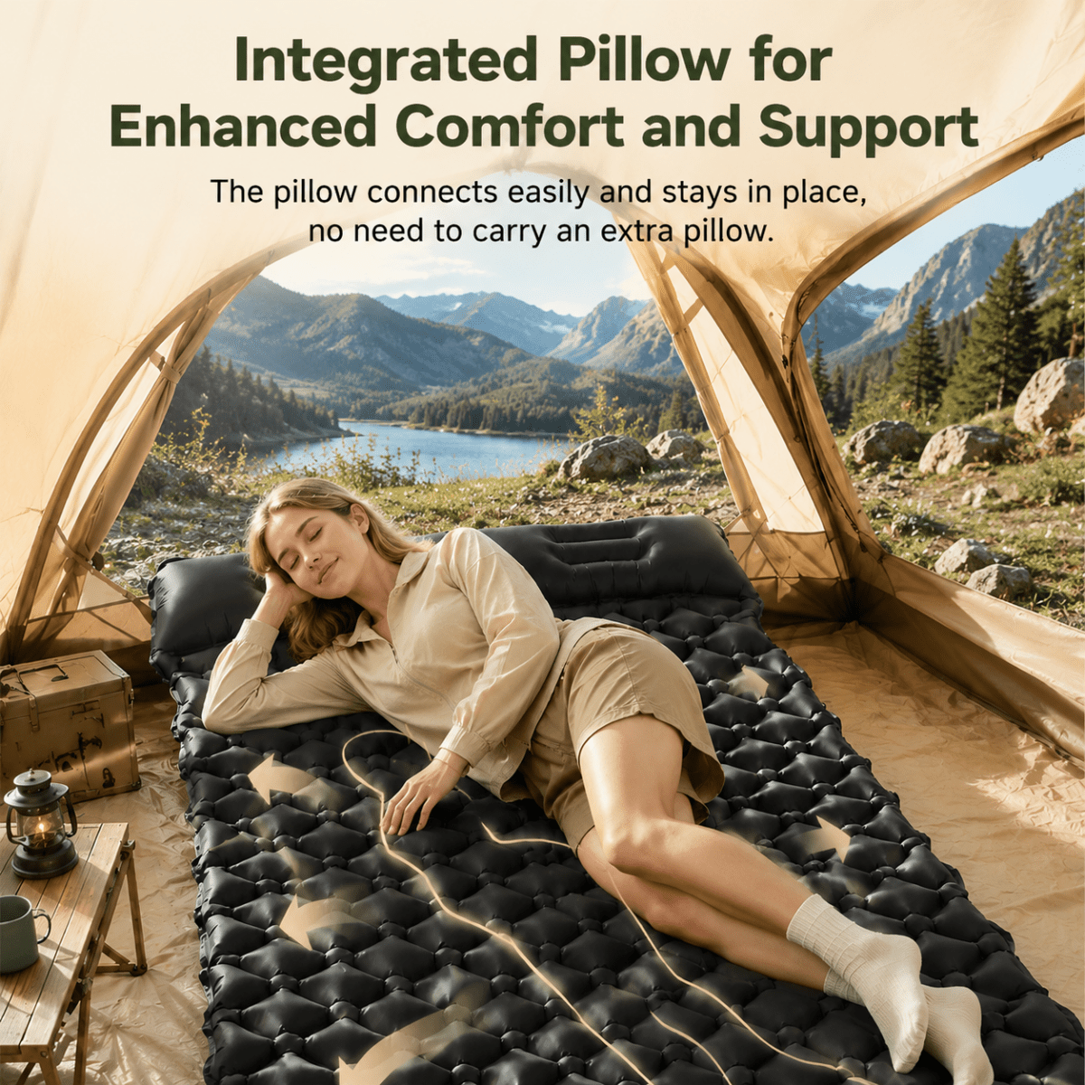 Self Inflating with Pillow Built-in Foot Pump Inflatable Sleeping Mat - Bestyle Camping Store